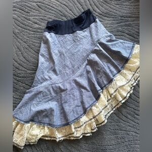 Joseph Walker Lace Asymmetrical Ruffle Skirt sz Large NWOT